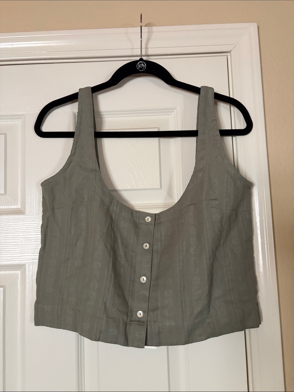NWT Laude The Label Olive Green Button-Front Crop Tank Top
